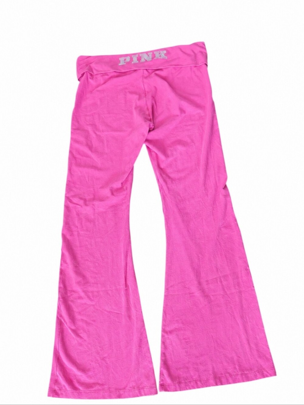 PINK Victoria's Secret Pink Flare Flare Foldover Waistband Silver rhinestone L